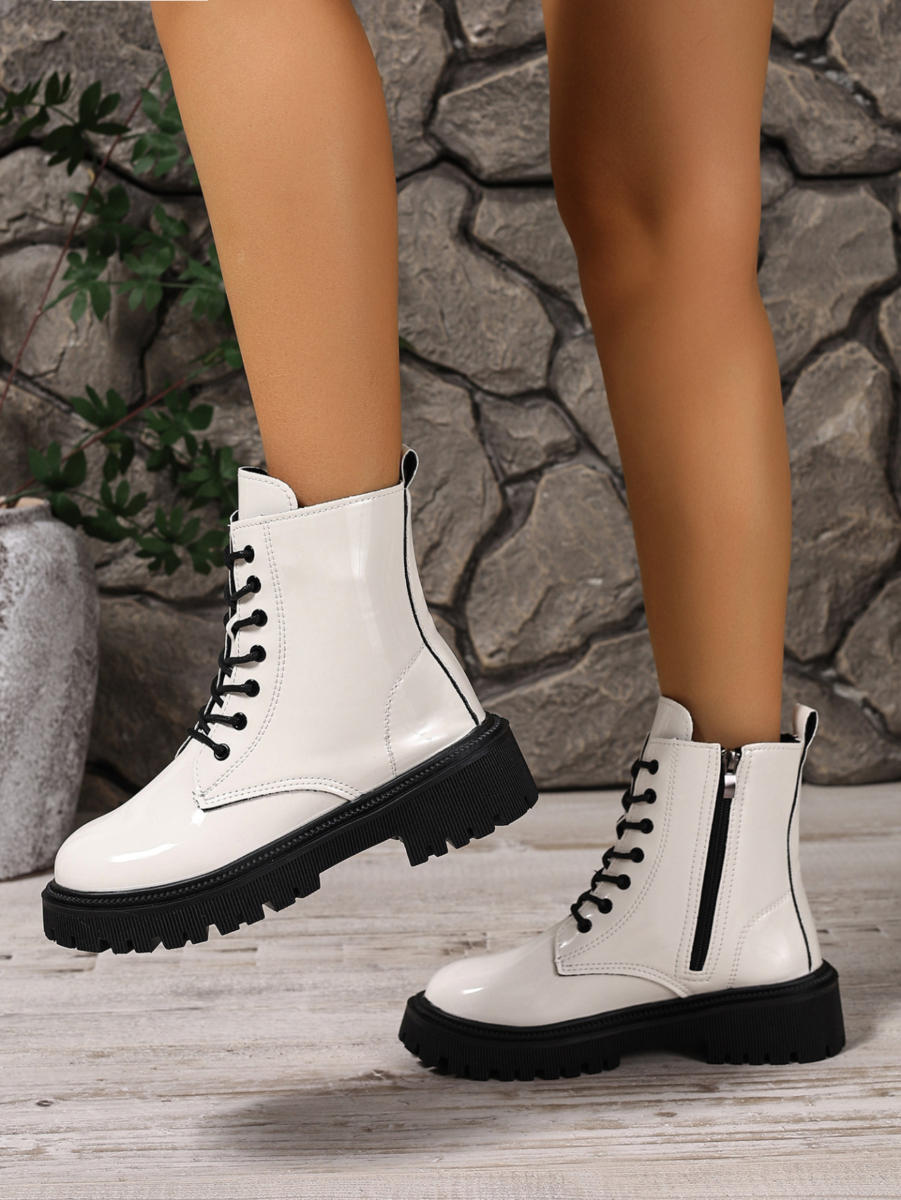 plus Size Lace-Up British Style Retro Martin Boots mid Heel Ankle Winter Cowboy Boots for Women_vogvips.com