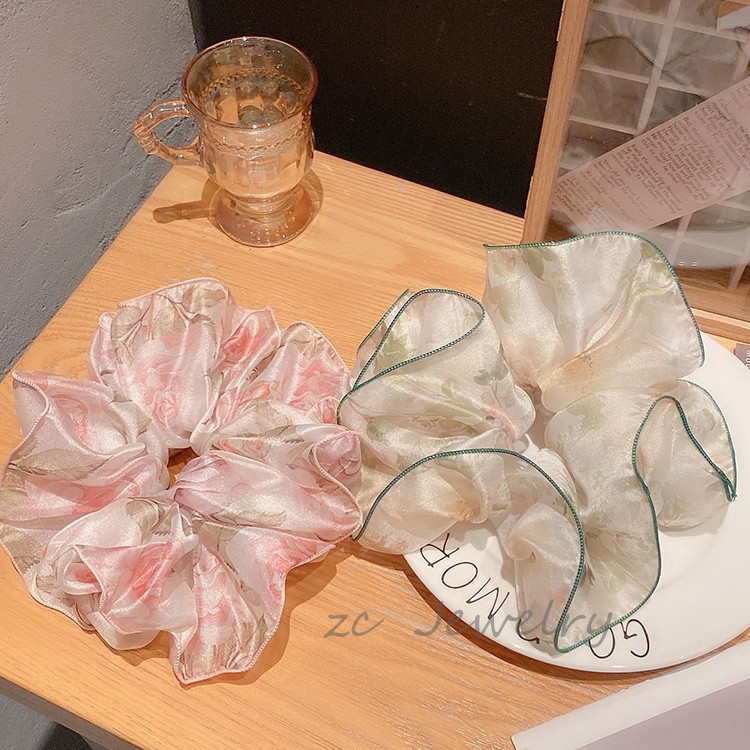 Elegante elastico per capelli in raso extra large stampa donna_voghion.com
