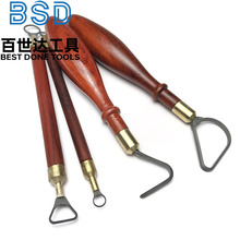 陶瓷修胚钨钢刮刀 红花梨木柄陶器工具 陶泥手工泥塑修胚肌理刀