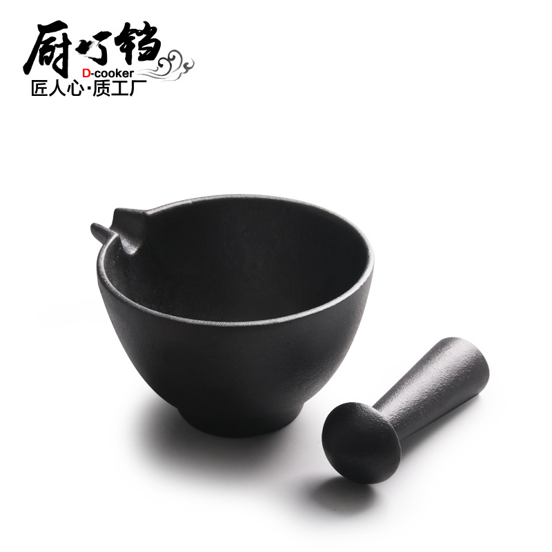 Cast Iron Garlic Pounder, Cast Iron Kitchenware Grinding Bowl, Adjustable Size Garlic Mortar, Garlic Paste Crusher, Vintage Garlic Peeler