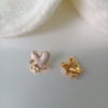Burgundy enamel, zirconium, advanced earrings from pearl heart-shaped heart shaped, high-quality style