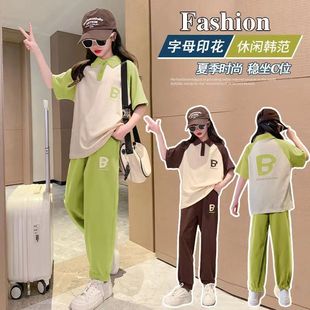 Cross-Border Ins Popular Children's Clothing Student Sports Suit for Women Spring and Autum Korean Style Loose Junior High School Girls