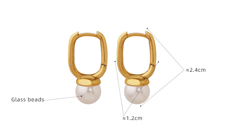 Retro Geometric Titanium Steel Plating Artificial Pearls Earrings 1 Pair