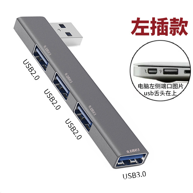 クロスボーダー卸売サイドプラグUSB直角拡張ドックアルミ合金hubマルチポートスプリッタTypec hub拡張器|undefined