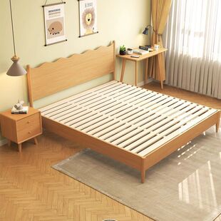 Solid Wood Bed Children's Bed Nordic Girl's Home Bedside Beech Modern Simple Single Bed Small Apartment Bedroom Princess