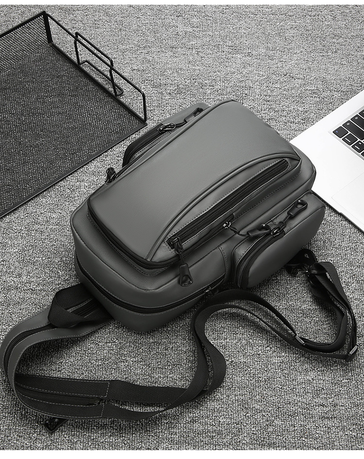 New business backpack, water-resistant, suitable for both shoulder and single shoulder, men's chest bag, cross-border Oxford fabric, men's computer backpack undefined
