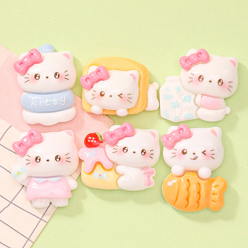 可爱卡通猫咪蛋糕吐司 diy手工奶油胶手机壳钥匙扣发夹树脂饰品配