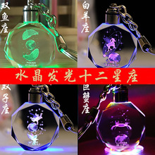 创意水晶发光钥匙扣挂件活动促销礼品纪念品内雕个性车标厂家直销