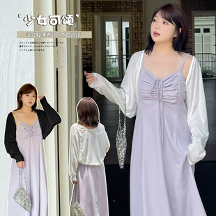 W1312 Xuanchen Slightly Fat Large Size Korean Style Work Clothing Light Cardigan Summer Loose Air-Conditioned Shirt Plus Fat Long-Sleeved Outer Wear