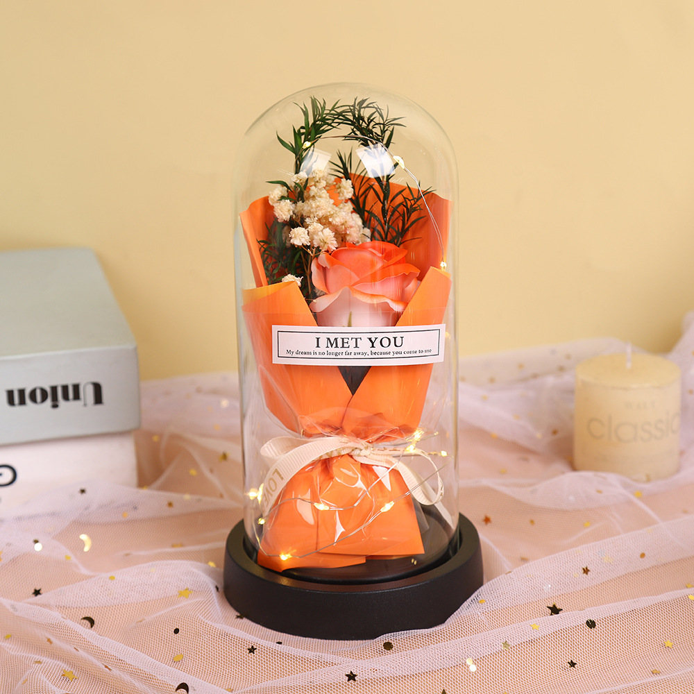 Fábrica al por mayor 520 regalos de día de San Valentín copa de vidrio eterno flores de jabón de rosas para enviar adornos exquisitos para amigos