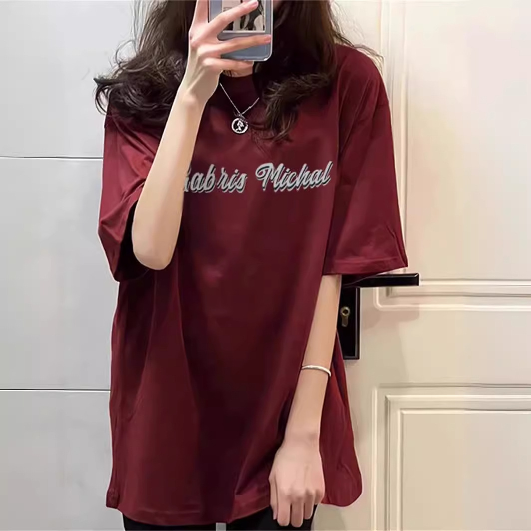 美式复古国潮高街纯棉短袖t恤女宽松夏小众设计感ins上衣oversize