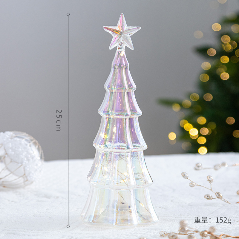 Adornos de árbol de Navidad de cristal, decoración de escenas navideñas, luces nocturnas luminosas para el hogar, decoración de accesorios