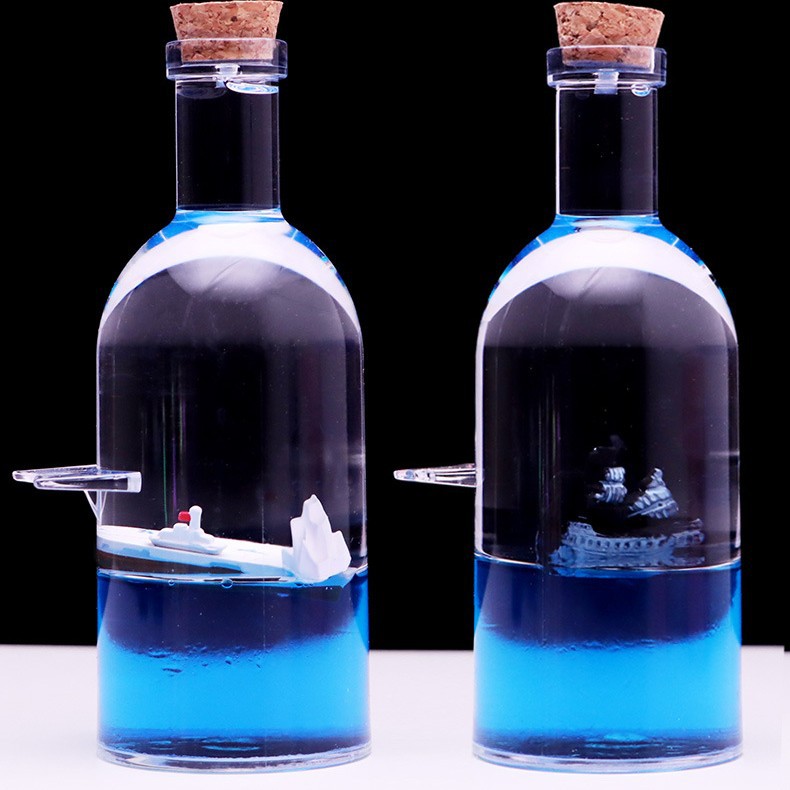 둥근 드리프트 병 - 오션 시리즈 - 블랙 펄