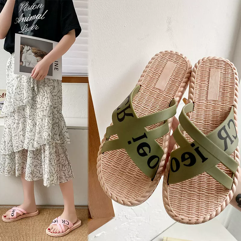 2023新款拖鞋女外穿交叉蝴蝶结平底可代发凉鞋女夏跨境小熊拖鞋女