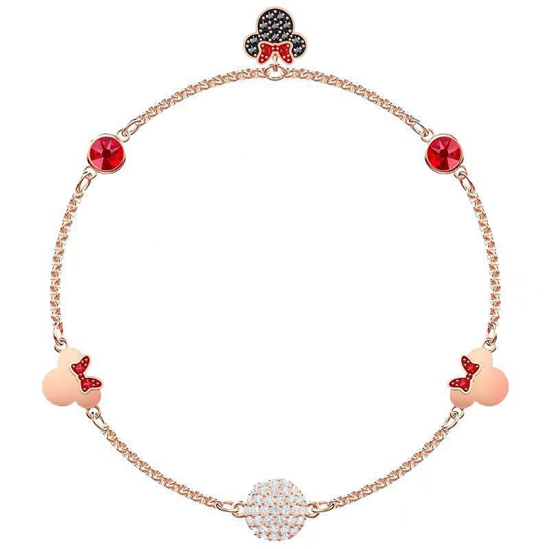 Shijia 1:1 Version of Mickey and Minnie Invisible Magnetic Buckle Bracelet for Women Swarovski Children's Mickey Mouse Bracelet for Women