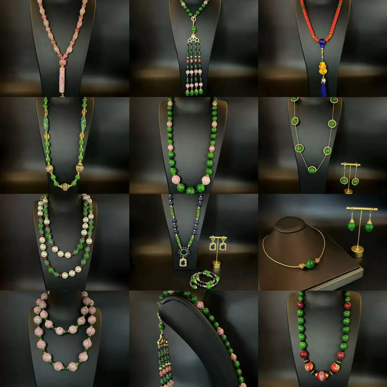 蛙皮老琉璃串珠项链手持综合  中古西洋风凤眼凤尾串珠国风新中式