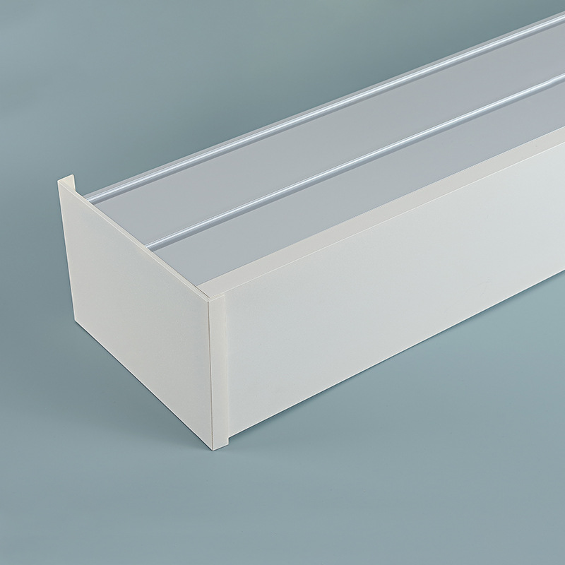 Caja de cortina engrosada de aleación de aluminio, pista, caja de cortina terminada integrada, deflector, montaje superior decorativo, montaje lateral, monorraíl doble