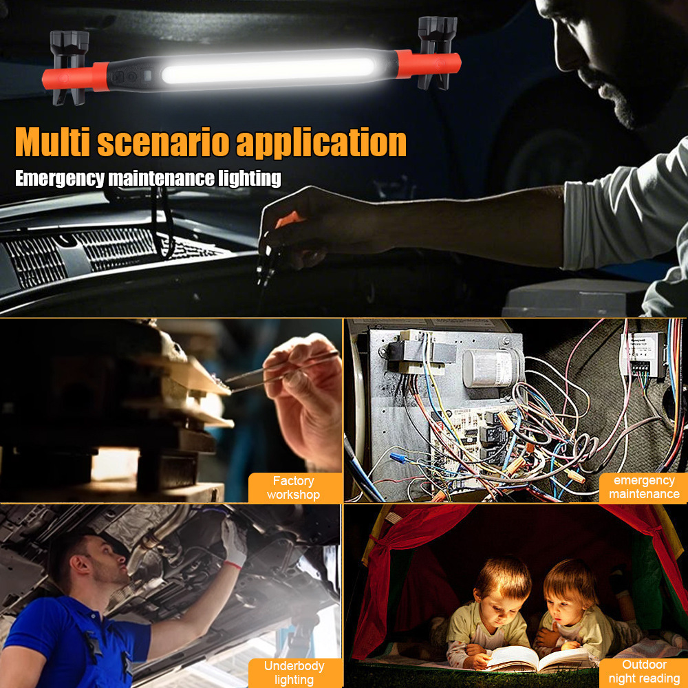 Cross-border multi-functional magnetic work light, COB high-brightness automotive engine inspection light, with ultra-long battery life and emergency lighting capabilities