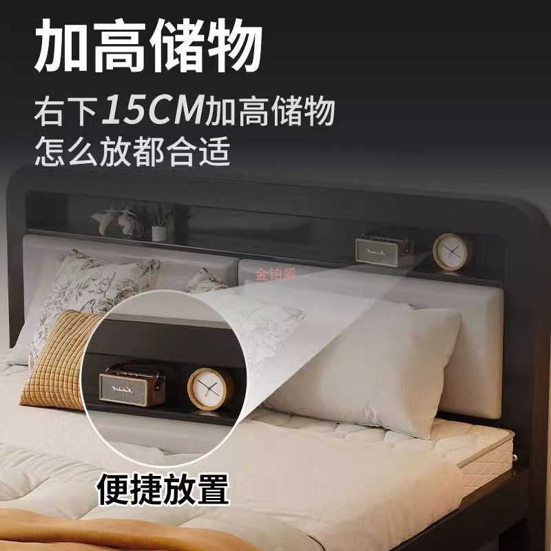 铁艺床家用主卧双人床1.5米单人宿舍加厚铁架床出租房用1.2米铁床|undefined