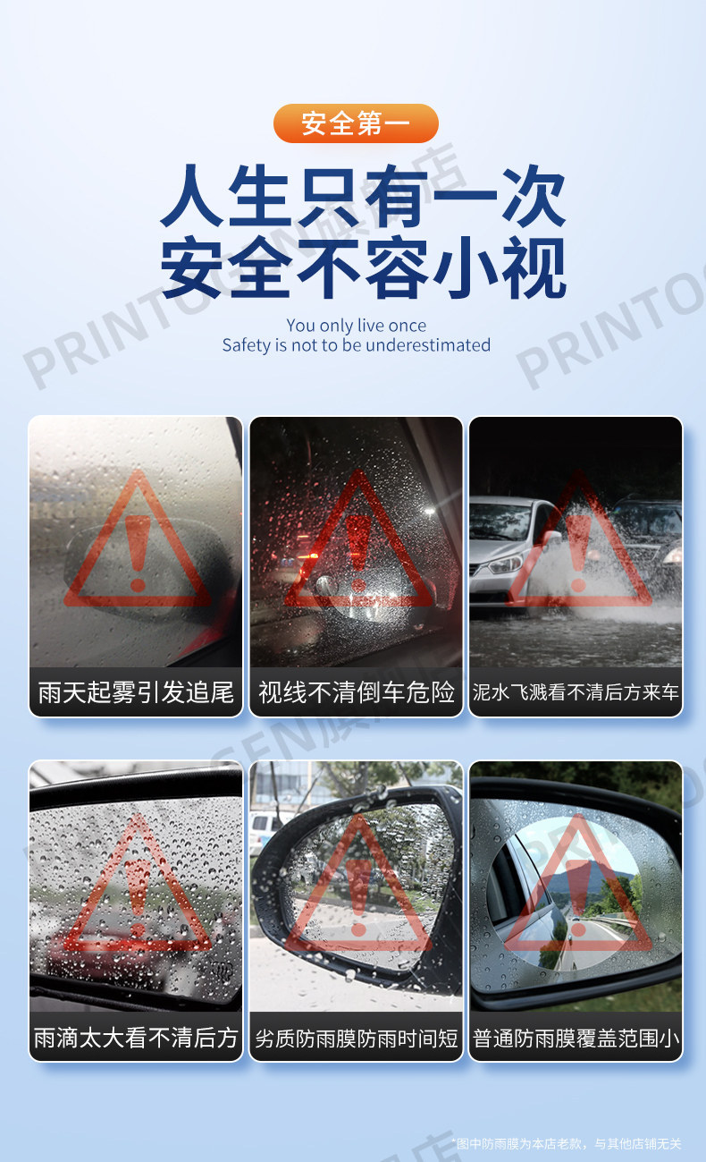 Rearview Mirror Rain-Proof Film, Car Window Anti-Rain Reflective Waterproof Film, Rainy Day Essential, Side Window Glass High Definition