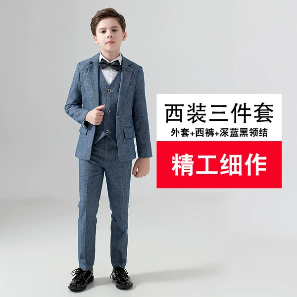 Classic suit jacket, blue set, trousers, bow tie, 3 piece set