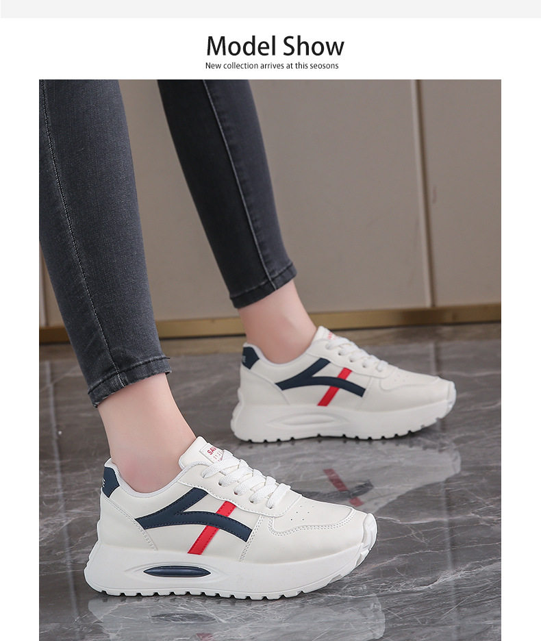 Giày sneaker nữ đế dày kiểu giày trắng cổ thấp, gót vừa 3–5 cm, dây buộc phía trước — Màu kaki be, Màu xanh be, Màu xám be chi tiết 21
