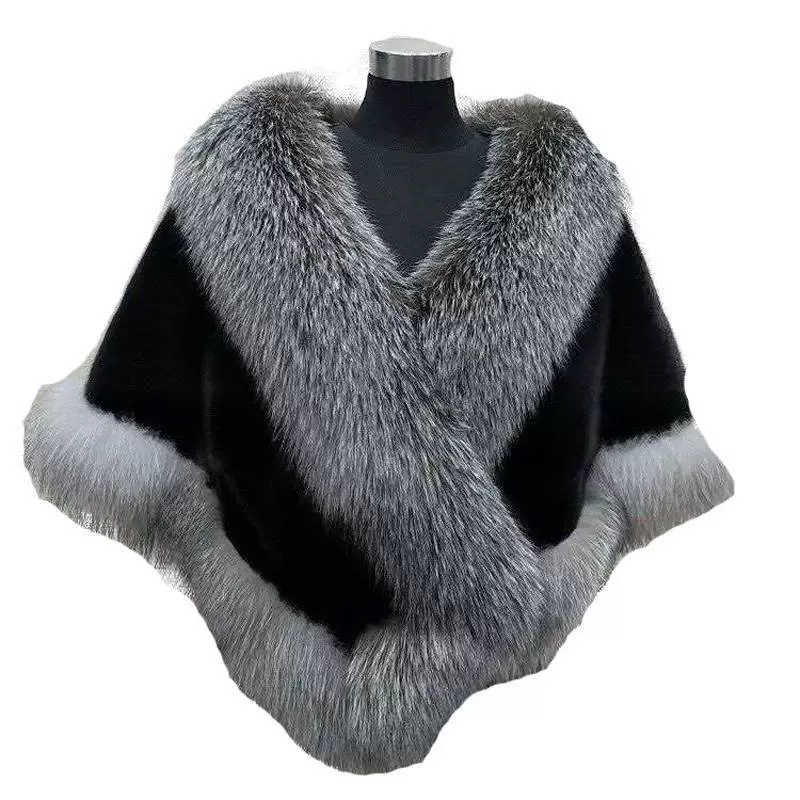 Зимний плащ с меховой отделкой, one size, на мать невесты, делюксовая версия