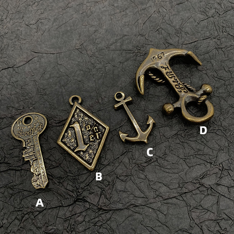 Pure Copper Vintage Expo Lucky Key Anchor Car Pendant Keychain Ami Khaji Creative Pendant