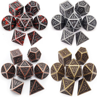 Foreign Trade Hot-Selling Dungeons and Dragons Metal Dice Set Tabletop Game Dice 7-Piece Polyhedral Dice