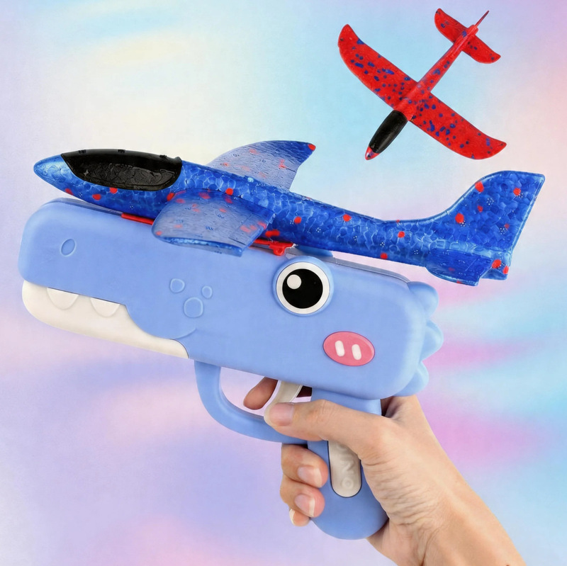 Cross-Border New Product Children's Ejection Aircraft Toy Hand-Thrown Foam Aircraft Glider Outdoor Parent-Child Interactive Toy Gun