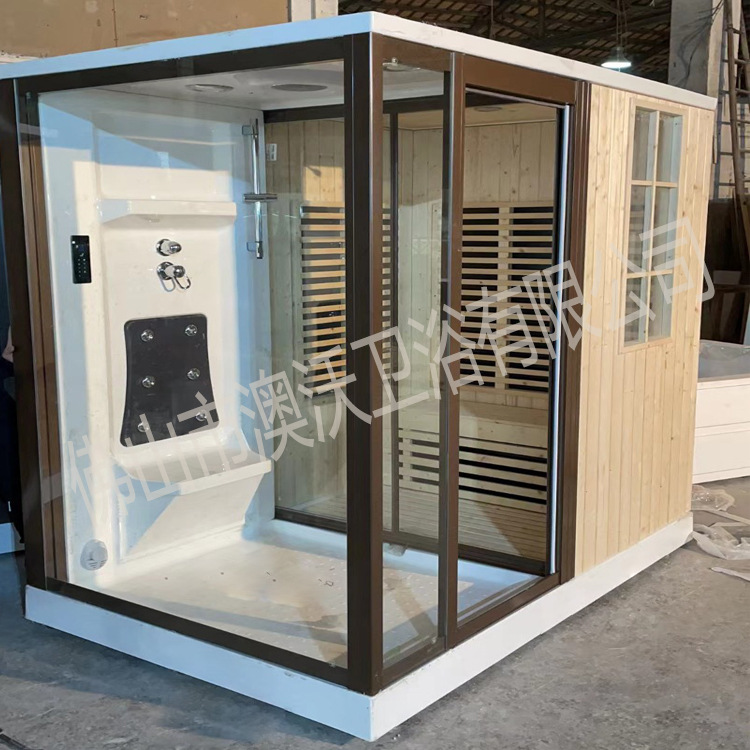 Fabricante de cabinas de ducha integradas personalizadas no estándar con sauna de vapor seco y húmedo, sauna con separación de seco y húmedo