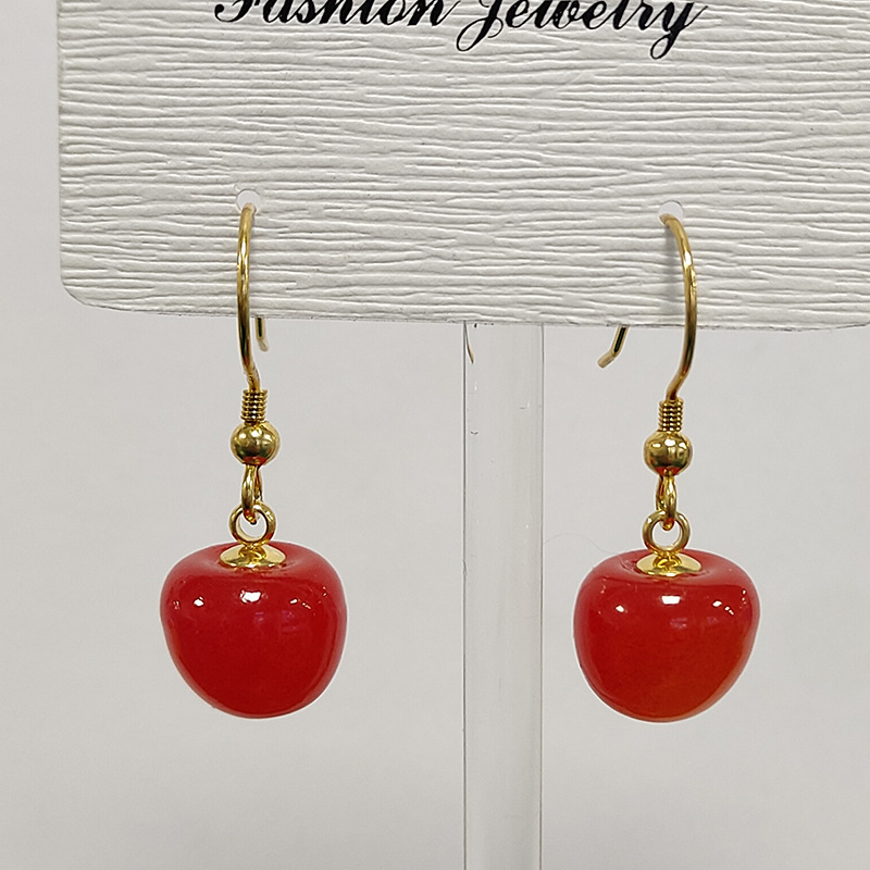 Aretes de cereza roja para mujer – colgante exquisito, fruta de imitación versátil, nuevo estilo