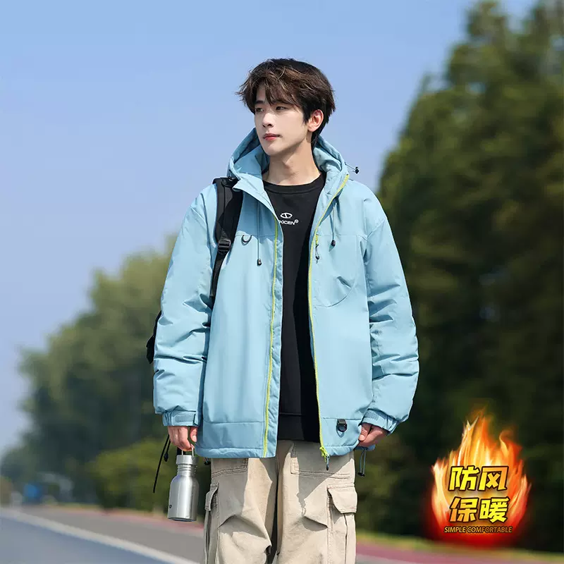 跨境冬季棉衣冲锋衣棉服男女款防风保暖连帽加棉外套休闲百搭棉衣