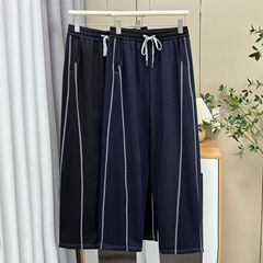200斤早秋新款遮肉显瘦明线弯刀裤大码女胖妹妹休闲阔腿长裤7914