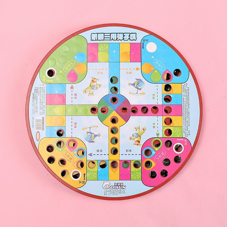 Children's Educational Traditional Board Game Large Glass Bead Checkers Flying Chess Dual-Purpose Checkers Multi-Functional Checkers Game Chess