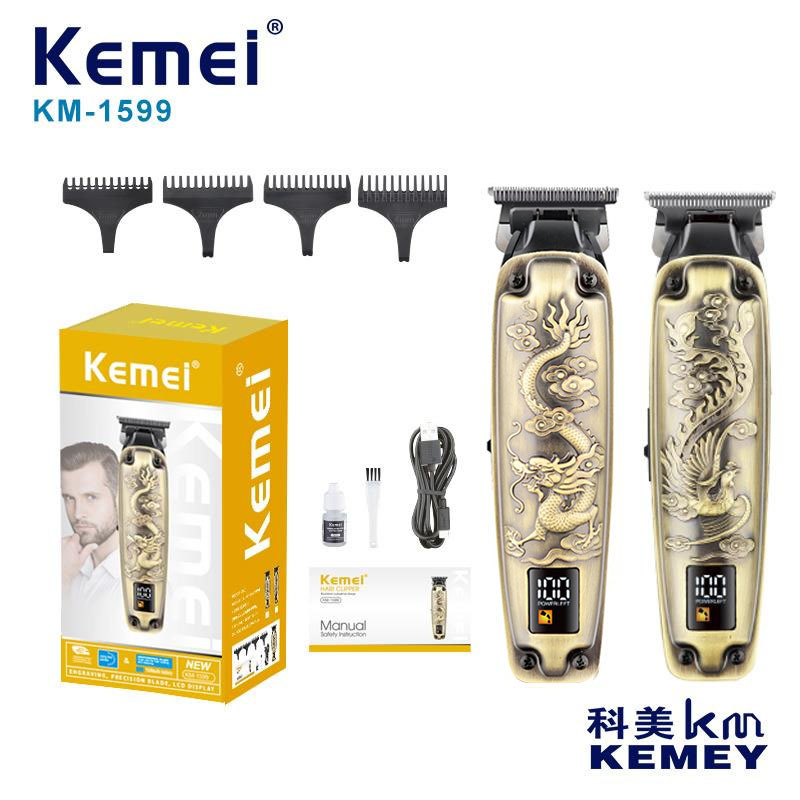 Corte de pelo eléctrico de metal retro, corte de pelo eléctrico, corte de pelo profesional, corte de pelo KM - 1599