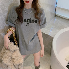 大码短袖T恤女圆领夏季韩版新款宽松女式字母外贸女装上衣女 批发
