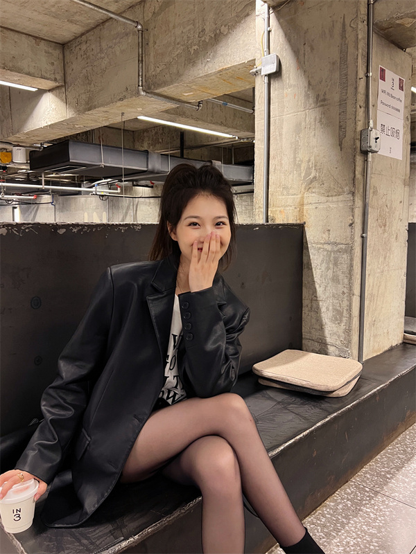 皮衣女黑色西装皮衣外套酷飒2025秋季新款女装感皮夹克小个子百搭|undefined
