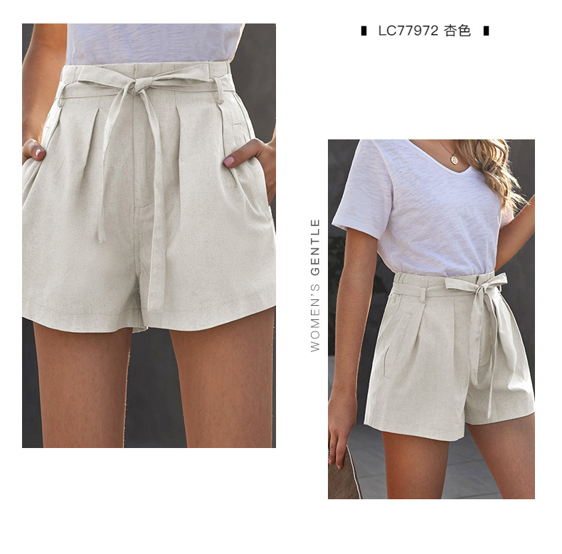 solid color ruffled elastic waistband shorts NSSI50102