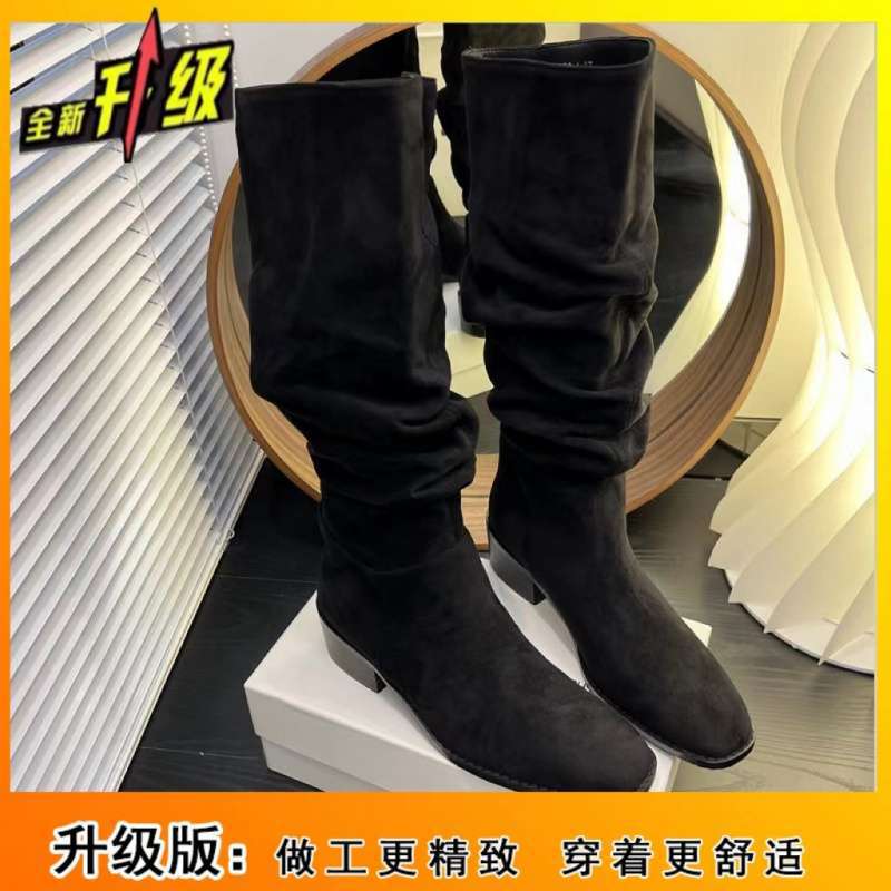 ヨーロッパとアメリカンスタイルのブーツ女性のロングブーツ 2025 新しいパイルブーツレトロウエスタンカウボーイブーツハイチューブナイトブーツ