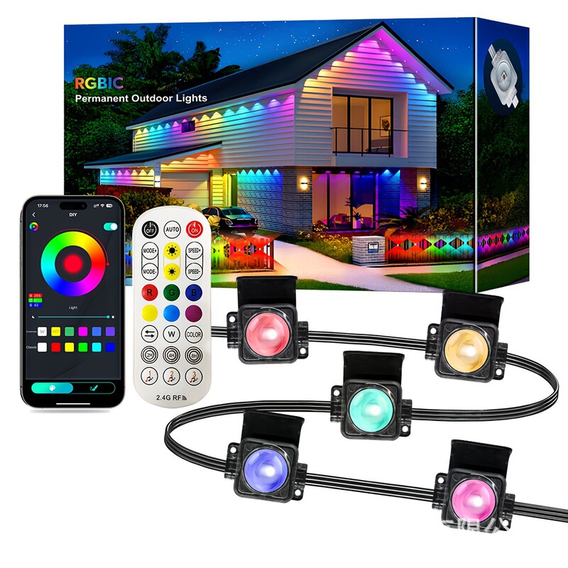 Cross-Border Led Permanent Outdoor Eaves Light Waterproof Ip67 Smart App Point Control DIY Festive Atmosphere Courtyard Light String