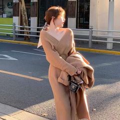 名媛毛衣长款法式新款早春搭气质装过膝连衣裙针织打底针织衫