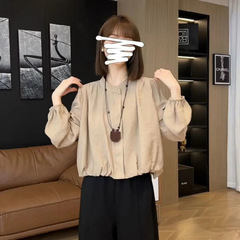 欧货简约时尚洋气长袖圆领衬衫女士秋季2025新款气质宽松显瘦衬衣