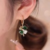 Green silver needle, small design earrings, silver 925 sample, wide color palette, Chanel style, trend of season, wholesale