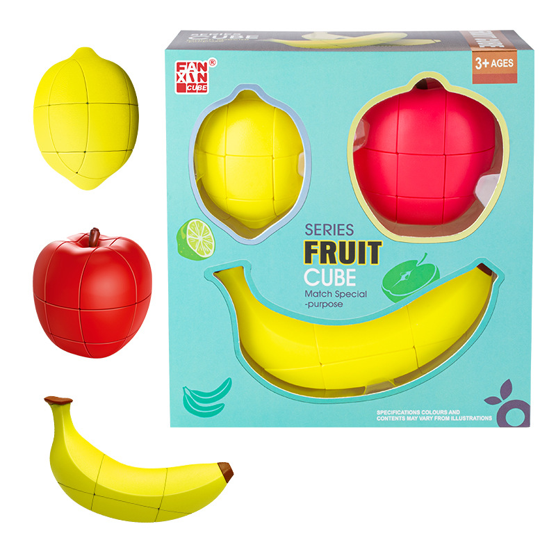 Pan-nuevo cubo de fruta de simulación simple entrada rompecabezas descompresión juguete en forma de traje de fruta cubo giratorio suave
