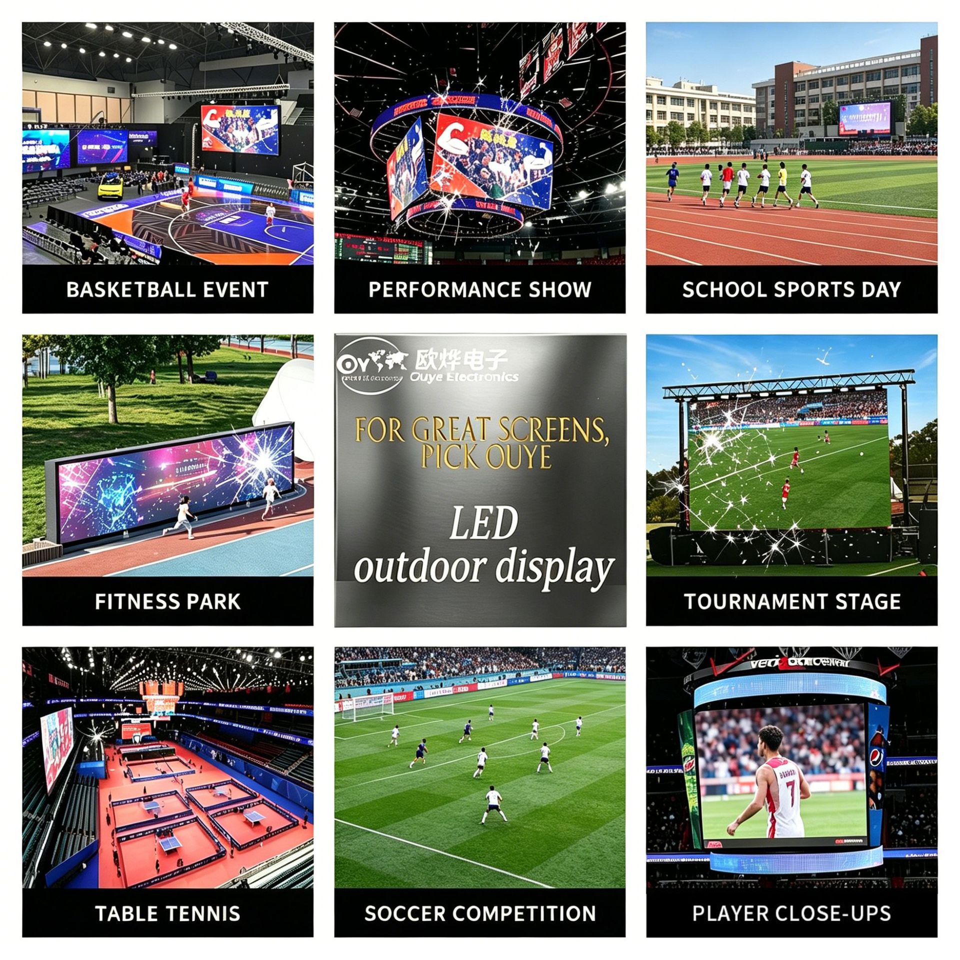 Eventos al aire libre LED pantalla grande de fútbol de baloncesto pantalla de publicidad de alta refrescación de alto brillo