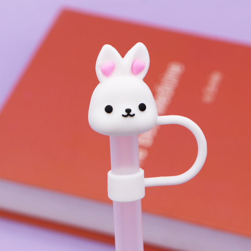 Nueva tapa de pajita de silicona 8-10mm linda muñeca de flores tapa a prueba de polvo se puede reciclar cubierta de pajita transfronteriza