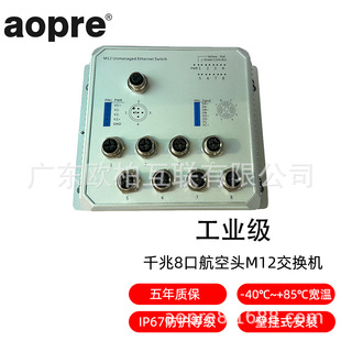 Aopre Industrial-Grade Reinforced Aviation Head M12 100 Gigabit 8-Port Poe Power Supply for Vehicle Use