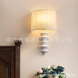 Fabric Wall Lamp Retro Living Room Tv Background Wall Lamp French Rustic Staircase Bedroom Solid Wood Lamp Led Lamp