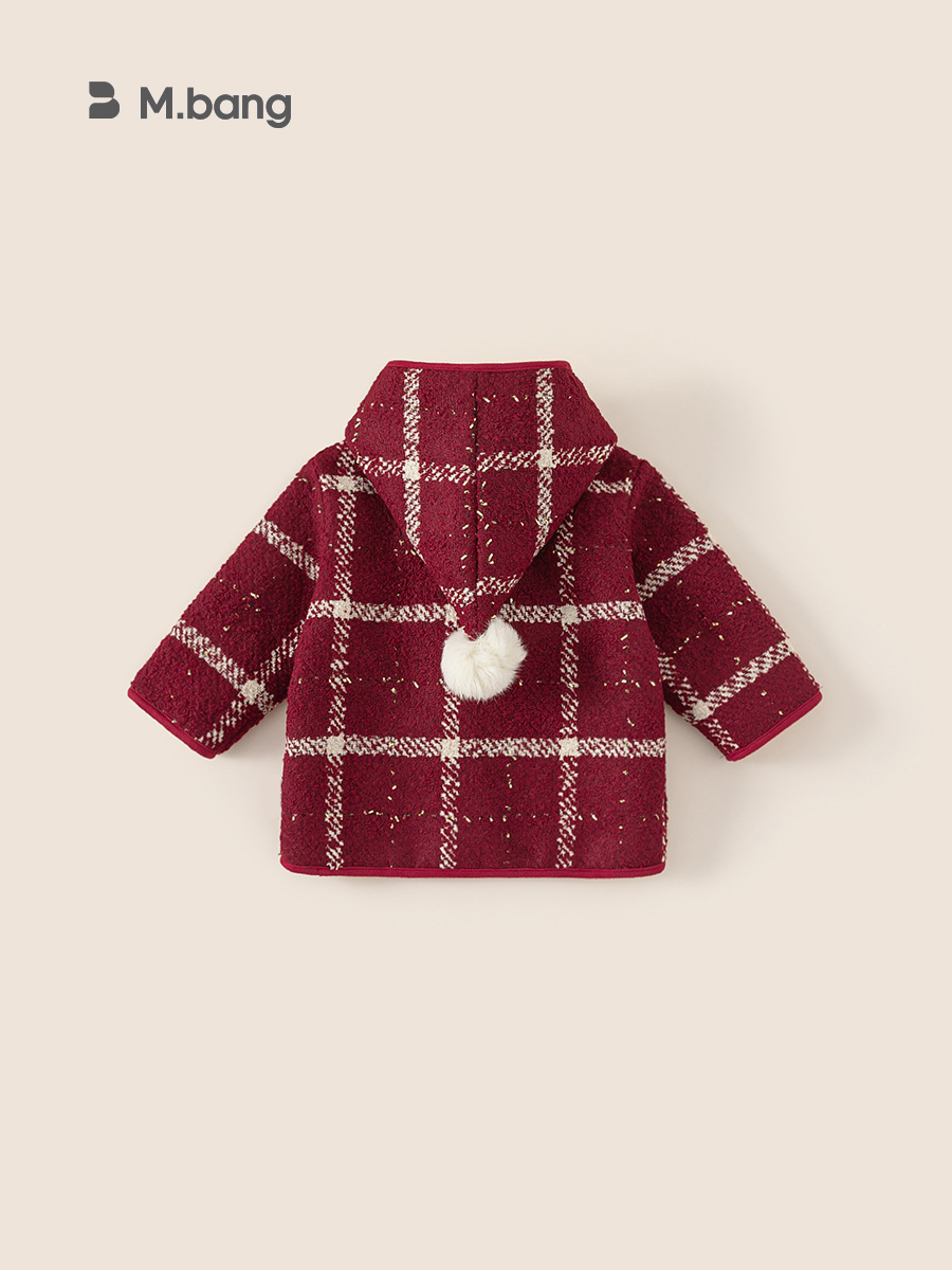 Ropa de invierno para niños Youbao nuevas niñas gruesas y terciopelo chaqueta de invierno chaqueta con capuchón de malla de Navidad